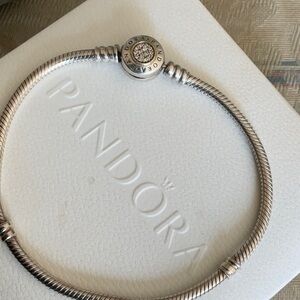 Pandora logo two tone bracelet 14k gold